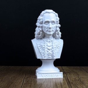 Voltaire Bust, French Enlightenment Writer Sculpture, Philosopher Historian Statue