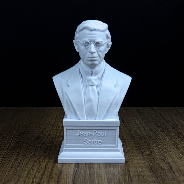 Buste de Jean Paul Sartre : sculpture de philosophe existentialiste