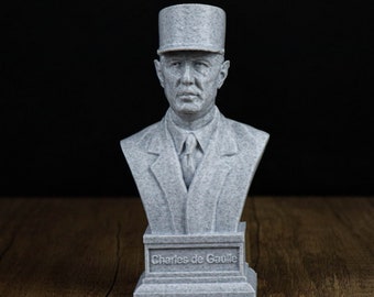 Buste imprimé en 3D de Charles de Gaulle, statue de l'ancien président de la France, décoration de sculpture Le Général