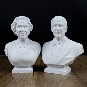 Rainha Elizabeth II e Príncipe Phillip Duque de Edimburgo 3d Busto