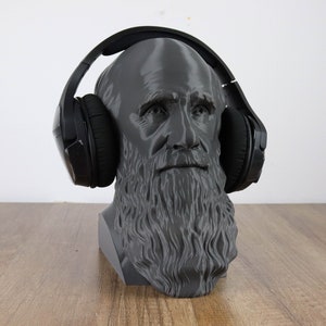 Charles Darwin Headphone Holder, Desktop Decor Headphone stand, Gaming Accessories