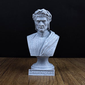 Dante Alighieri Bust, Italian Poet Sculpture Active
