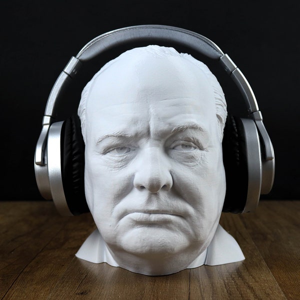 Winston Churchill Bust, British Prime Minister Sculpture, Headphone Holder Decoration