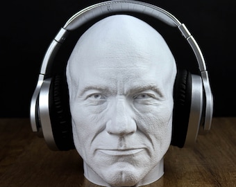 Jean-Luc Picard hoofdtelefoonhouder, hoofdtelefoonstandaard, buste, beeldhouwwerk, decoratie