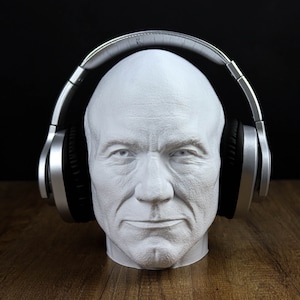 Jean-Luc Picard Headphone Holder, Headset Stand, Bust, Sculpture, Decoration