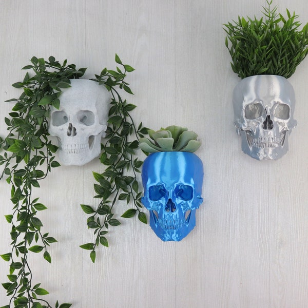 Skull Wall Planter, Hanging planter, Human Skull Pots, Gothic Home Decor, Halloween Decoration, Witch House Decor,