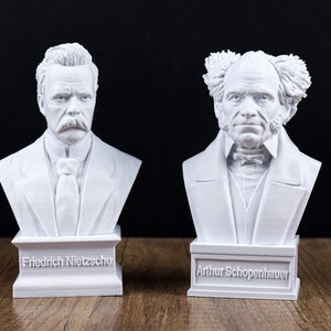 Friedrich Nietzsche and Arthur Schopenhauer Busts, German Philosophers Statue image 1