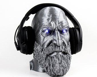 God of War Headphone Stand, Kratos Headphone Holder, Ragnarok Head, Gift for Gamer