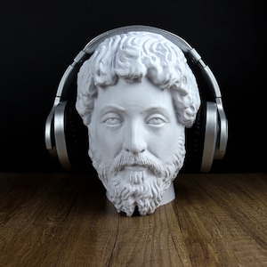 Marcus Aurelius Headphone Holder, Head Statue, Desktop Decor Headphone Stand, Bust