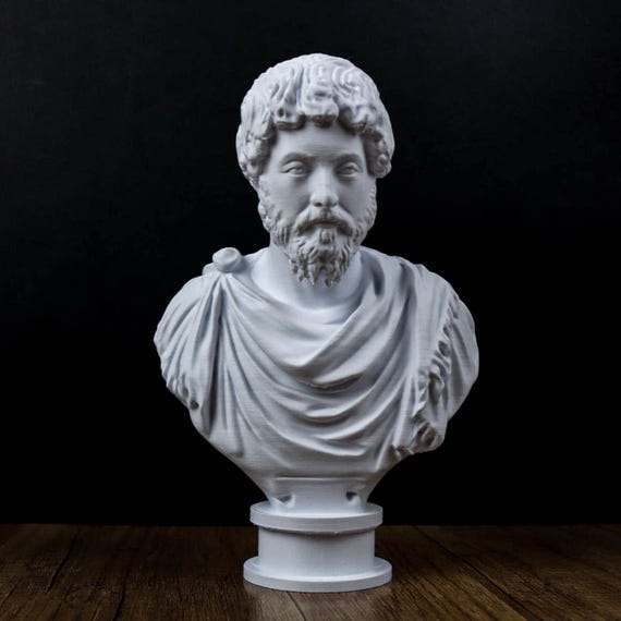 Marcus Aurelius Bust Sculpture, Roman Statuette Decor