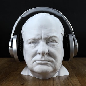 Busto di Winston Churchill, scultura del primo ministro britannico, decorazione porta cuffie