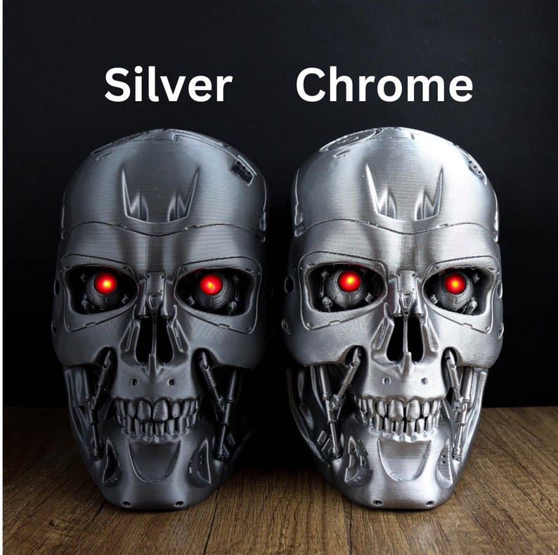 Terminator Endoskeleton Headphone Holder, Skull T-800 LED Bust, Headset Stand image 2