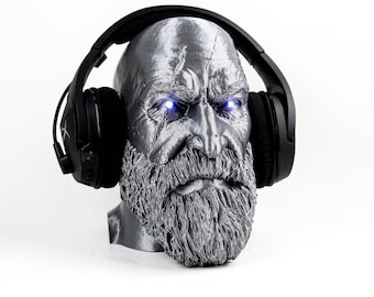 God of War Kopfhörerständer, Kratos Kopfhörerhalter, Ragnarok Kopf, Geschenk für Gamer