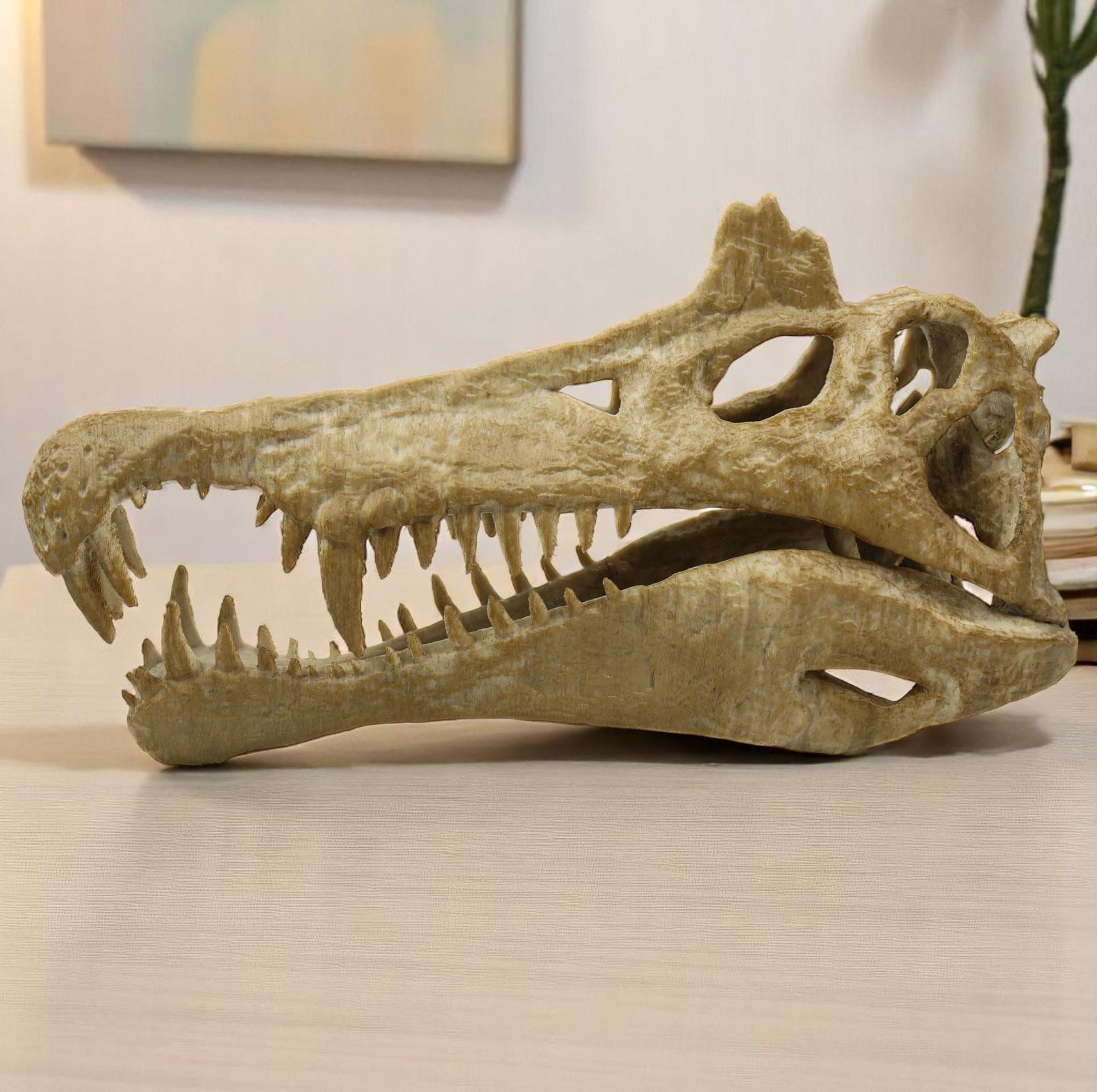 手描きスピノサウルスの頭蓋骨レプリカ：古い恐竜の化石の装飾 - Etsy 日本