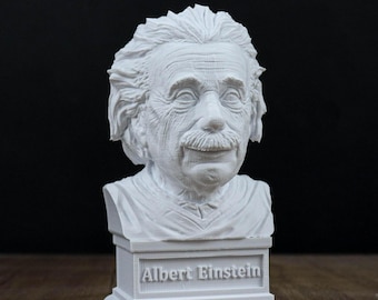 Busto de Albert Einstein, físico y matemático alemán. Estatua de escritorio.
