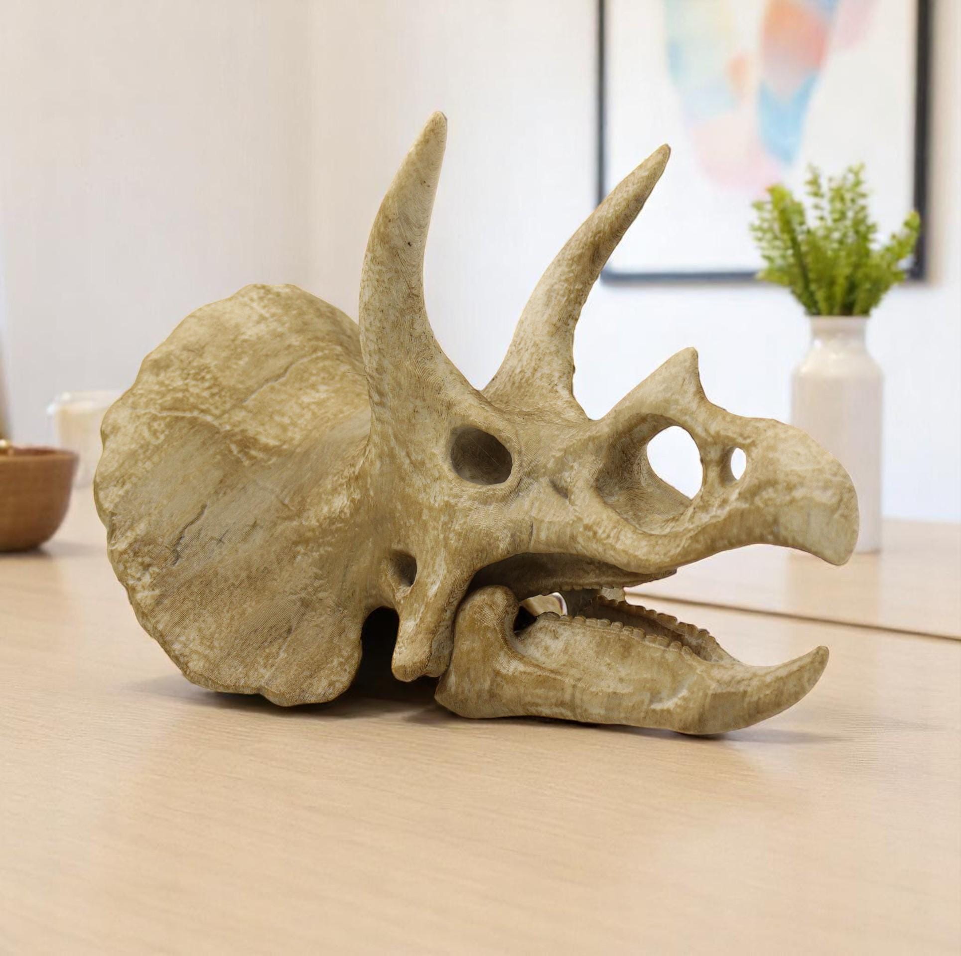 手描きのトリケラトプスの頭蓋骨レプリカ：先史時代の化石装飾 - Etsy 日本