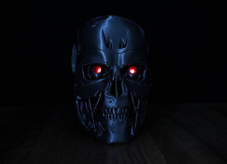 Terminator Endoskeleton Headphone Holder, Skull T-800 LED Bust, Headset Stand image 3