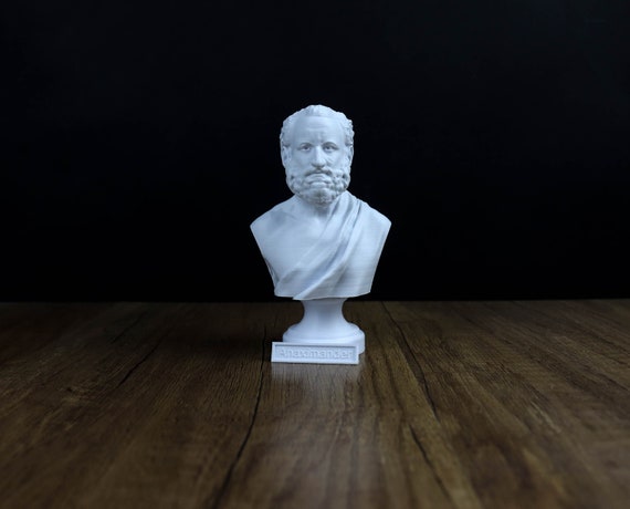 Busto Di Socrate In Alabastro - Scultura Decorativa 18cm | Riproduzione Artigianale