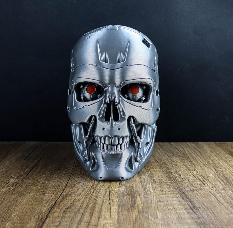 Terminator Endoskeleton Headphone Holder, Skull T-800 LED Bust, Headset Stand image 5