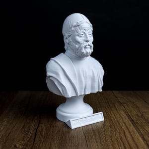 Ptolemaios byst, skulptur av forntida astronom och filosof, bokhylledekor