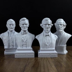 American Civil War Busts, Value Pack Collection: Abraham Lincoln, Jefferson Davis, Ulysses S Grant, Robert E Lee