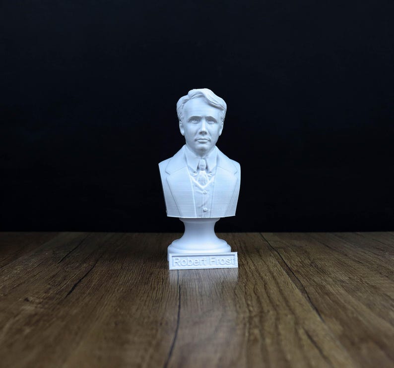 Popiersie Roberta Frosta, rzeźba amerykańskiego poety, prezent dla miłośnika poezji zdjęcie 1