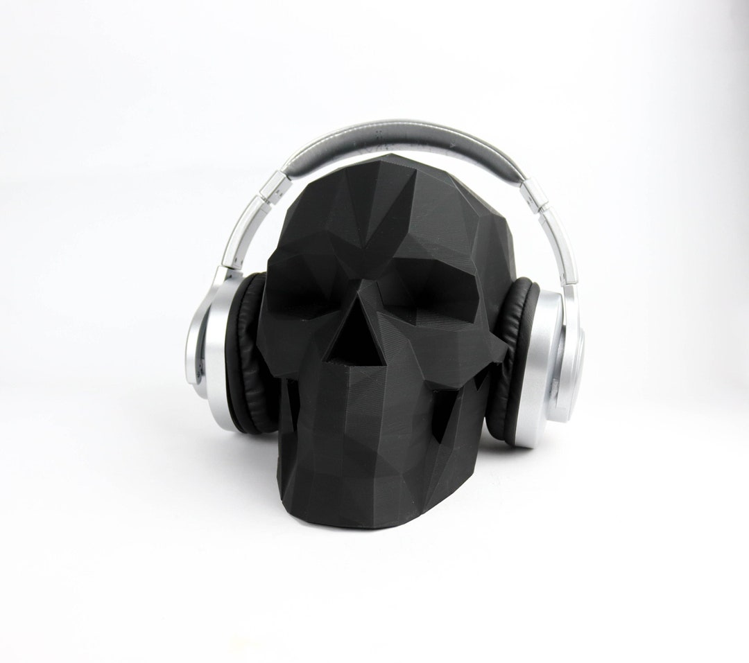 Low Poly Skull Headphone Holder, Skull Horror Decor Headphone Stand Etsy