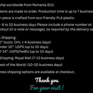 The image is a thank you message for customers who have chosen to ship worldwide from Romania (EU), USA, UK, and Rest of the World. The message expresses gratitude for their business and informs them that they can choose from various shipping options available at checkout.