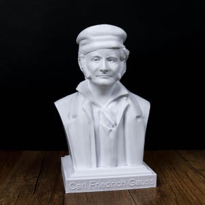Buste van Carl Friedrich Gauss, standbeeld van een wiskundige als boekenplank en kantoordecoratie