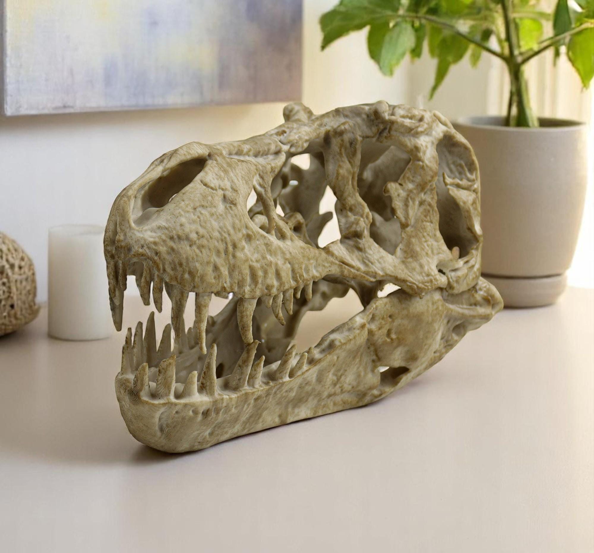古くなったT-Rexの頭蓋骨のレプリカ：先史時代の化石の装飾 - Etsy 日本