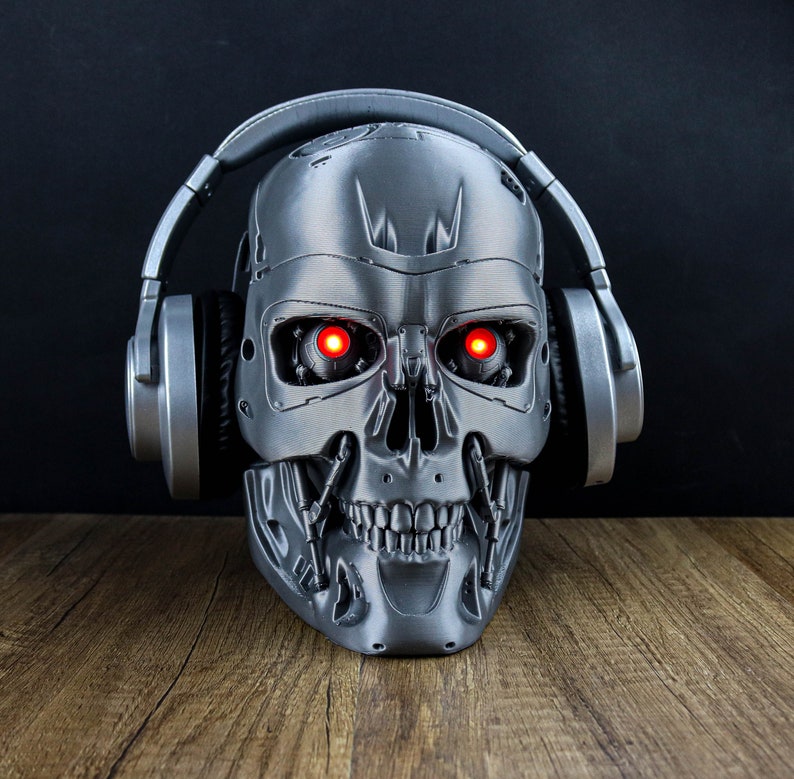 Support pour casque endosquelette Terminator, buste LED Skull T-800, support pour casque image 1