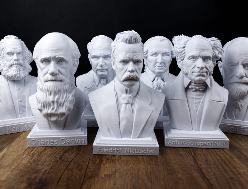 Coleção Pacote de Bustos de Filósofos: Friedrich Nietzsche, Sigmund Freud, Schopenhauer, Karl Marx, Immanuel Kant, Karl Jung, Darwin imagem 2