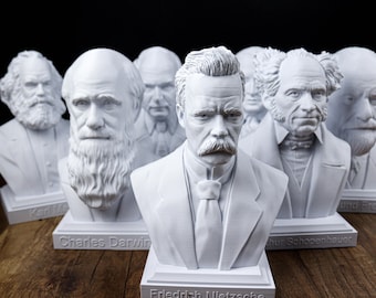 Philosophers Büsten Sparset Kollektion: Friedrich Nietzsche, Sigmund Freud, Schopenhauer, Karl Marx, Immanuel Kant, Karl Jung, Darwin