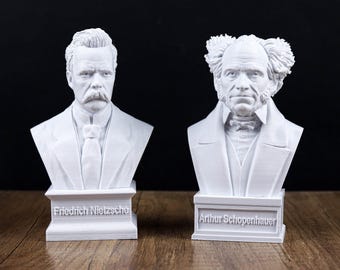 Friedrich Nietzsche and Arthur Schopenhauer Busts, German Philosophers Statue