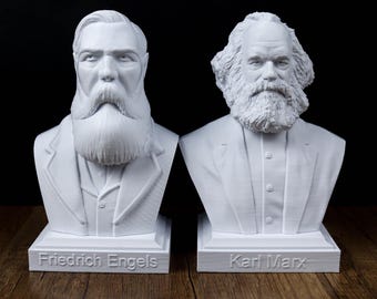 Bustos de Friedrich Engels y Karl Marx, estatuas de filósofos alemanes