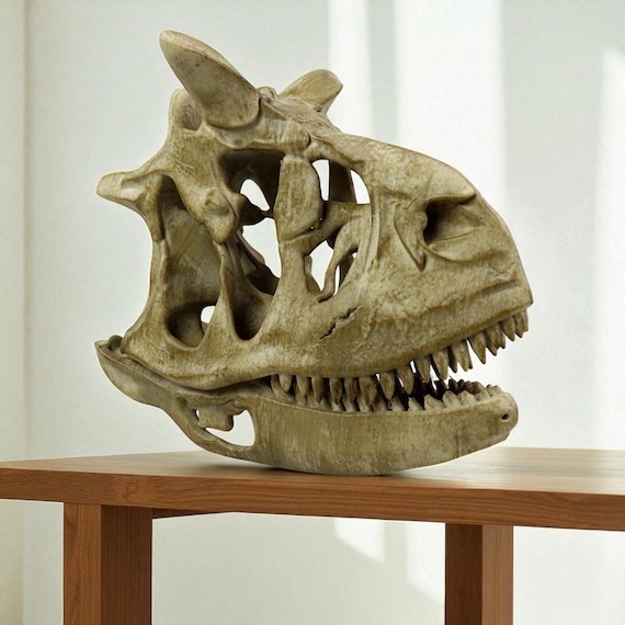 木彫　恐竜　カルノタウルス　頭骨模型　9㎝ 木彫 恐竜 カルノタウルス 頭骨模型 9㎝ - メルカリ