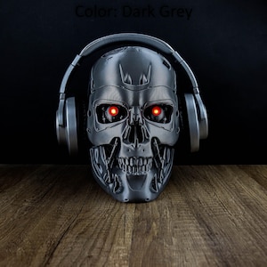 Terminator Endoskeleton Headphone Holder, Skull T-800 LED Bust, Headset Stand image 8