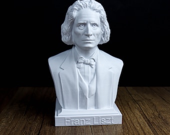 Franz Liszt Bust, Romantic Composer Sculpture for Bookshelf or Music Room Decor