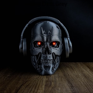Terminator Endoskeleton Headphone Holder, Skull T-800 LED Bust, Headset Stand image 6