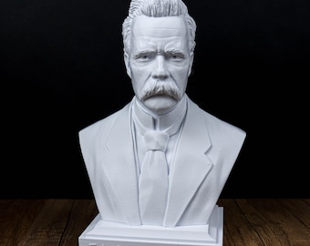 Friedrich Nietzsche Bust, German Philosopher and Philologist Sculpture