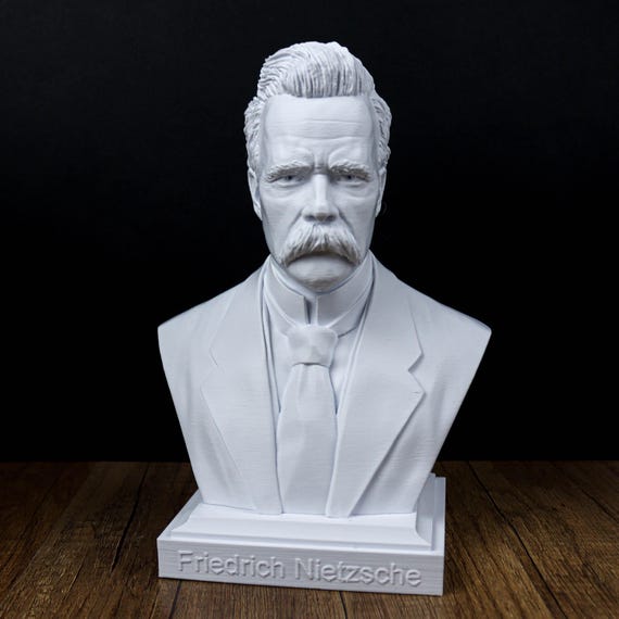 Friedrich Nietzsche Bust, German Philosopher and Philologist Sculpture
