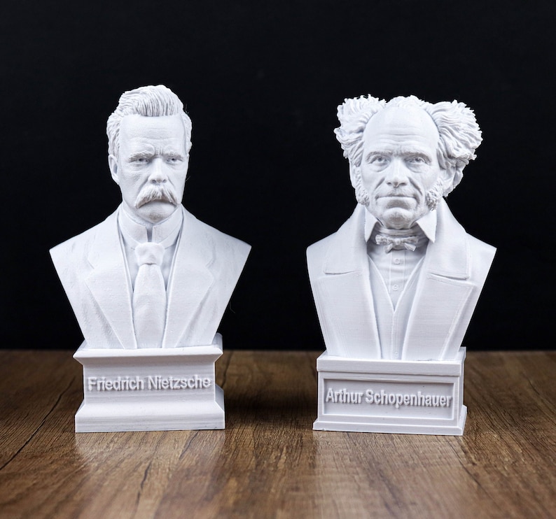 Friedrich Nietzsche and Arthur Schopenhauer Busts, German Philosophers Statue image 1