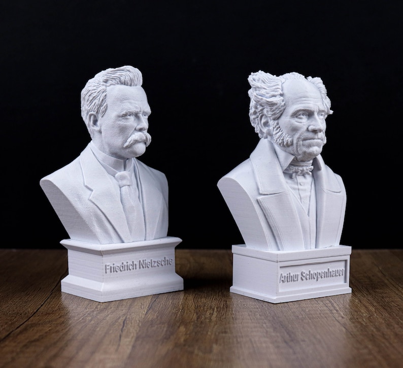 Friedrich Nietzsche and Arthur Schopenhauer Busts, German Philosophers Statue image 9