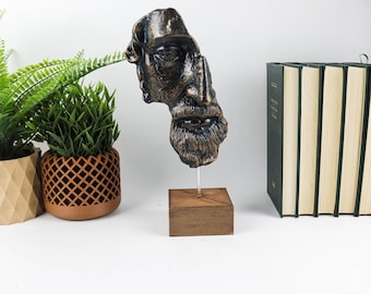 Marcus Aurelius Bust, Half Face Marcus Aurelius Art Sculpture, Roman Statuette Decor