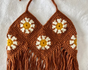 Sunflower or Daisy Crocheted Baby/Kids Halter Top