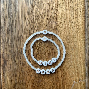 Mama Mini Matching Bracelets, Matching Bracelets, Parent Child Bracelets, Grandparent Grandchild Bracelets, Name Stacking beaded Bracelets