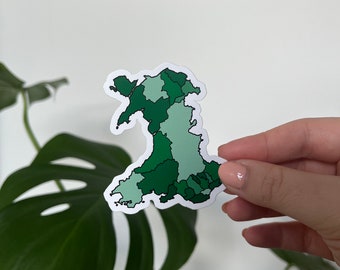Wales green map die cut sticker - for decorating laptops, journals and water bottles