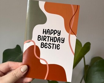 Bestie Birthday Card | Greeting Card | Minimal Birthday Card | Card for best friend boyfriend girlfriend mum dad teacher | Birthday Wishes