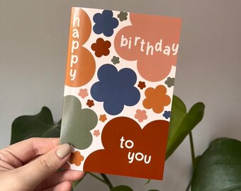 Floral Birthday Card | Greeting Card | Minimal Birthday Card | Card for best friend boyfriend girlfriend mum dad teacher | Birthday Wishes