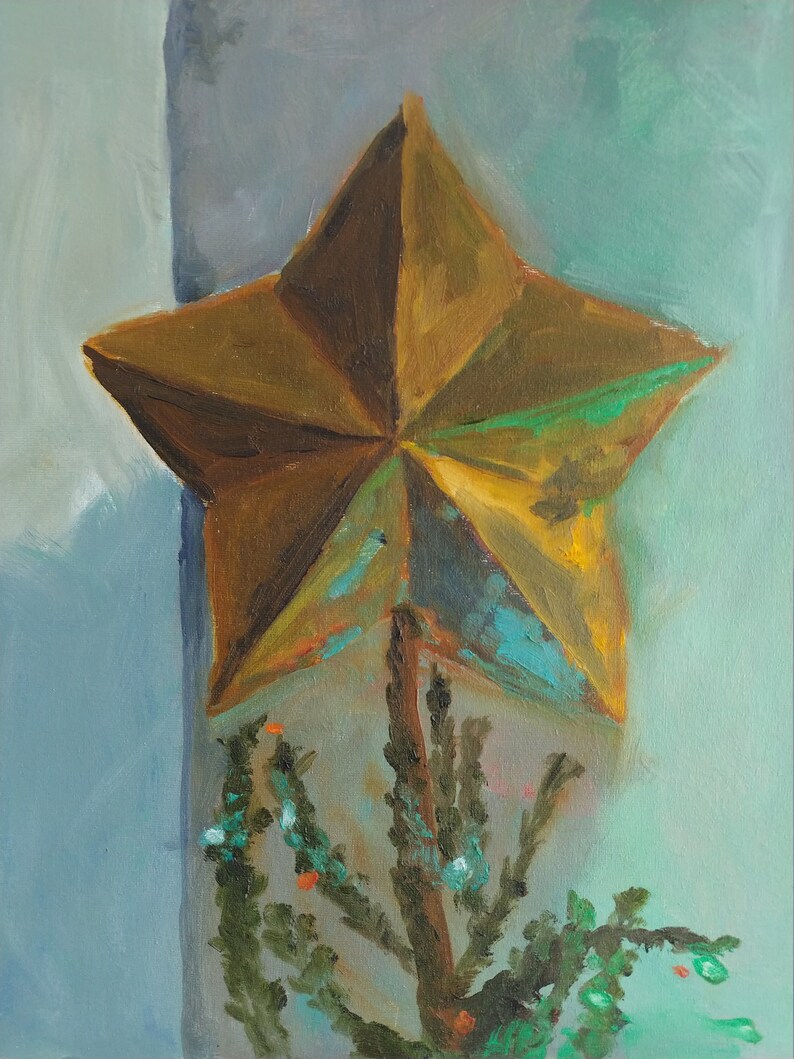 Original oil painting Christmas star 30*40cm